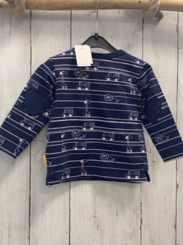 Stefif  Langarmshirt  Gr. 68  blau weiße Streifen Fahrzeuge Löwe + Plüschbärenkopf 