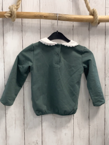   Pullover  Gr. 92  kiwi weißer kragen mit Blumenstickerei 