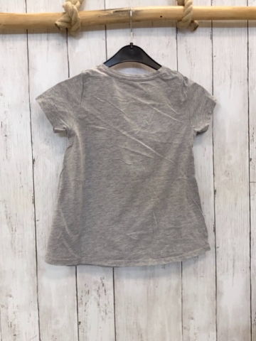 H&M T-Shirt  Gr. 122/128  grau Hasenkopf mit silber Pailetten + orange Schleife 