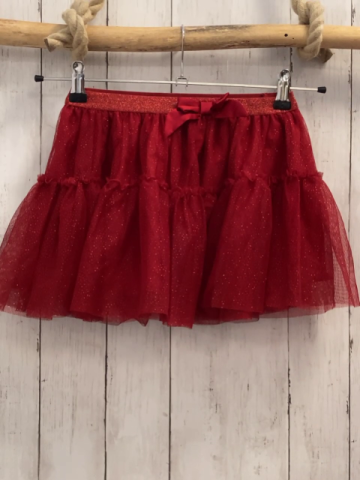 H&M  Rock Gr. 110  rot Tüllrüschenock mit Glitzerpunkten Glitzerbund mit Schleife 