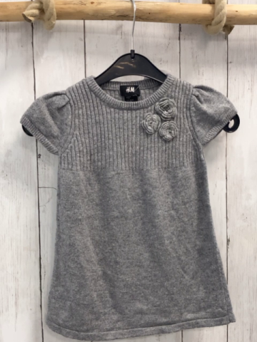 H&M  Kleid  Gr. 86  grau strick Rosetten mit golden Glitzer 