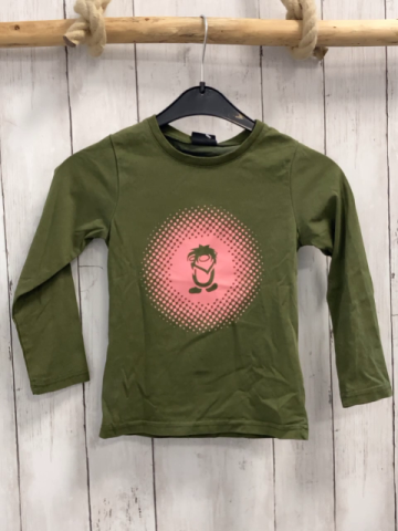 Trollkids  Langarmshirt  Gr. 110  oliv lachs Druck mit Troll 