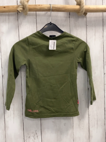 Trollkids  Langarmshirt  Gr. 110  oliv lachs Druck mit Troll 