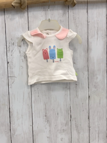 Bornino  T-Shirt  Gr. 56  weiß rosa Kragen Tiereis am Stiel 