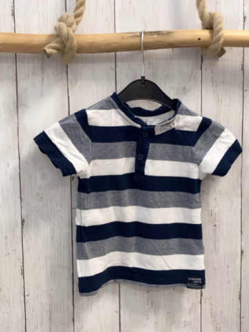   T-Shirt  Gr. 86  blau grau weiße Streifen Knopfleiste 
