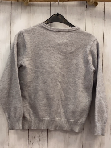   Pullover  Gr. 128  hellgrau Strick hase mit rosa Herzen 