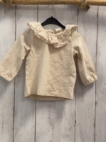 H&M  Langarmshirt Gr. 68  beige großer Kragen mit Lochstickerei 
