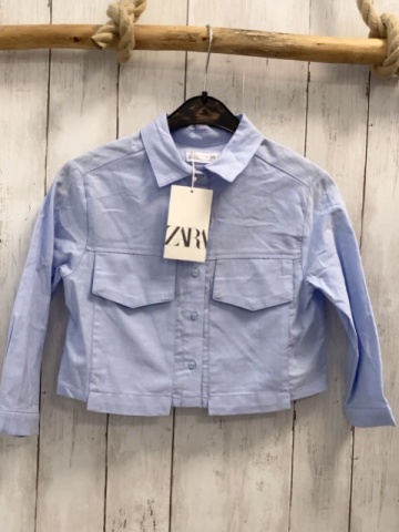 neu zara Bluse Gr. 110  blau kurz geschnitten