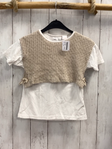 Zara  T-Shirt  Gr. 116  weiß + beige Strickpullunder 