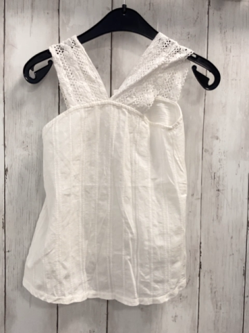 Zara  Sommerbluse  Gr. 116  weiß Streifen Häkelärmel 