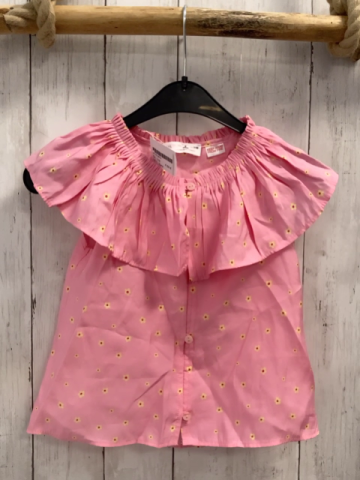 Zara  Sommerbluse  Gr. 116  rosa Rüschen gelbe Blumen 