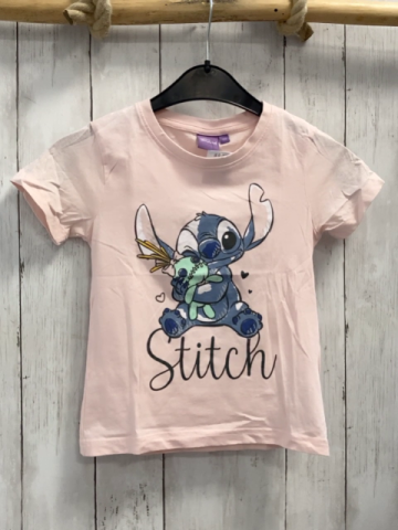 Stitch T-Shirt Gr. 122  rosa Stitch Schrift 