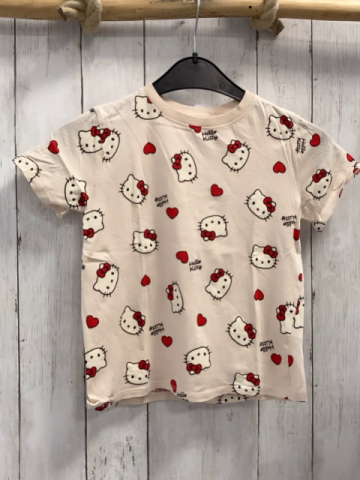 H&M  T-Shirt Gr. 122  beige Hello Kitty rote Herzen 