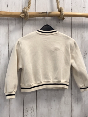 Zara  Sweatjacke  Gr. 116  creme schwarzer Bund schwarze Schrift 