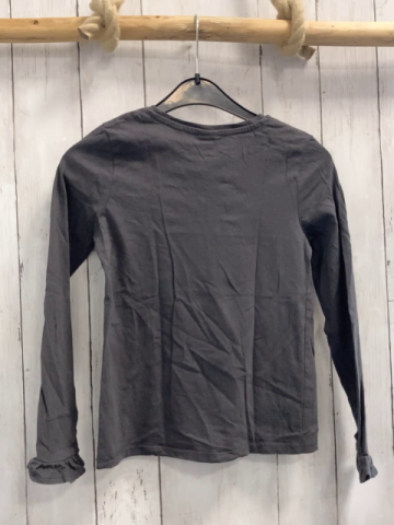  Langarmshirt Gr. 128  grau Schrift mit Leopardenmuster