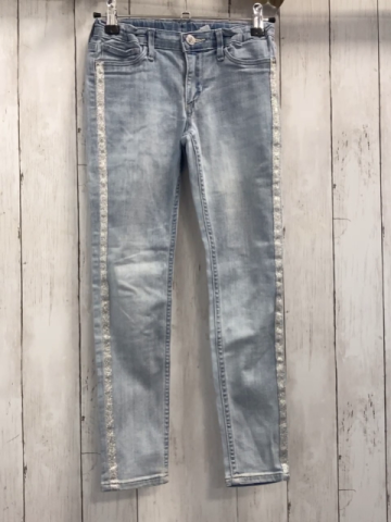 H&M Hose Gr. 134  hellblau Glitzerstreifen an der Seite Bund verstellbar