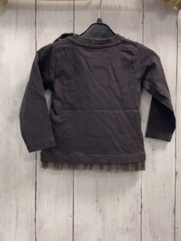 Blue Seven  Langarmshirt  Gr. 74  dunkelgrau Eule Hexenhut Schrift 