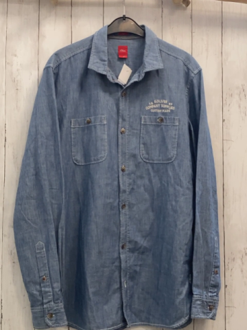S´Oliver  Hemd Gr. L blau Jeans weiße Schrift + weiße Nähte 