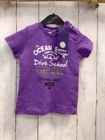 neu Mexx T-Shirt Gr. 80  lila weiß beige schwarz Schrift NP 15,95 €