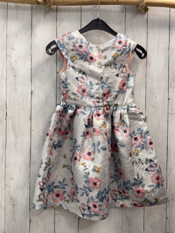 neu H&M Kleid Gr. 122  silber glänzend Blumen 