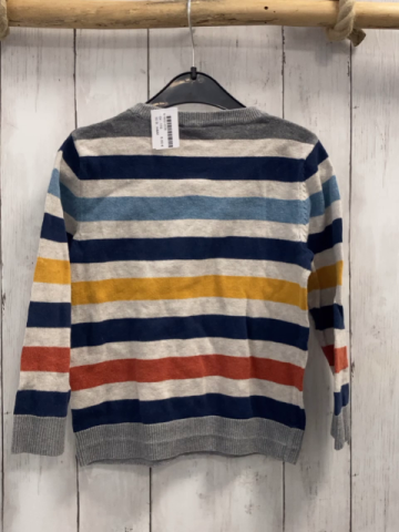 H&M  Pullover  Gr. 116  hellgrau blau hellblau mais rote Streifen Strick 