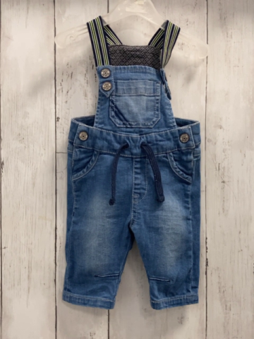 S´Oliver  Latzhose  Gr. 62  blau Jeans blau grau hellgrün gestreifte Träger 