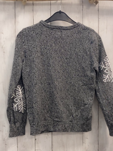 Lands´ End Pullover Gr. 146  grau meliert weiße Schneeflocken