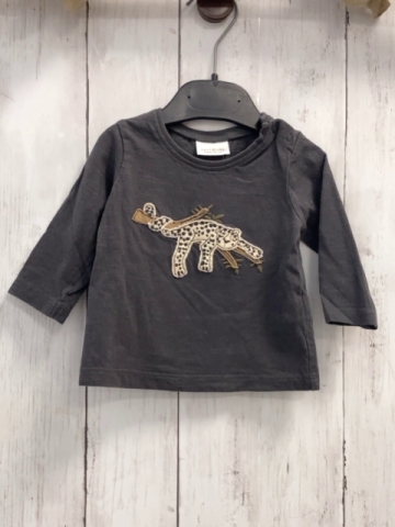 Next  Langarmshirt  Gr. 62  grau Leopard auf Ast