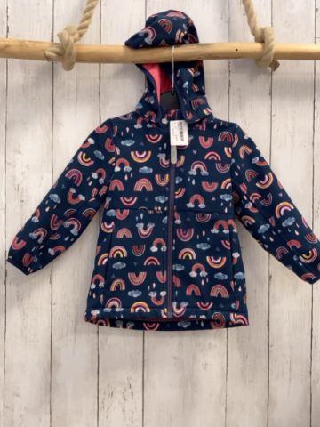 Name it  Softshelljacke  Gr. 92  blau bunte Bögel Wolken Kapuze pink Fleecefutter 