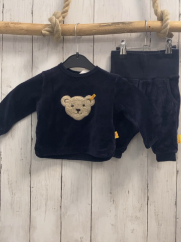 2tlg Steiff  Pullover + Jogginghose Gr. 62  blau Nicky Plüschbärenkopf 