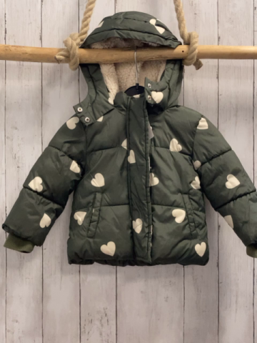 GAP  Winterjacke  Gr. 92  oliv beige Herzen + Teddyfutter 