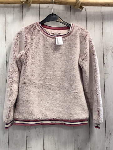  Pullover Gr. 146  rosa Plüsch Streifenbund