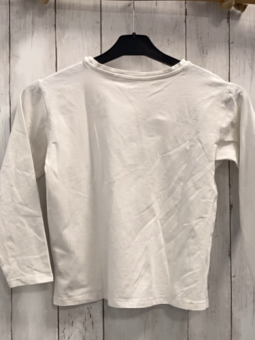 Reserved  Langarmshirt  Gr. 134  weiß Katze Blumen Schrift 