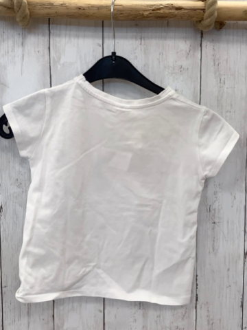 zara T-Shirt Gr. 110  weiß Pailettenherzen kurz geschnitten