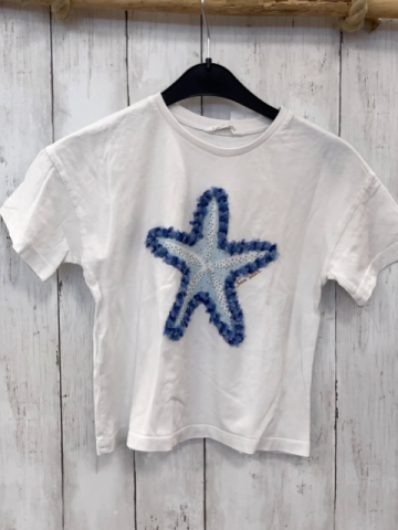Mango T-Shirt Gr. 128  weiß blauer Stern