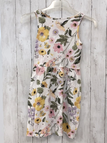 H&M Kleid Gr. 134  weiß oliv rosa Blumen