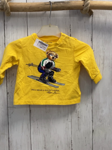 Ralph Lauren  Langarmshirt  Gr. 62  gelb Bär auf Skiern 