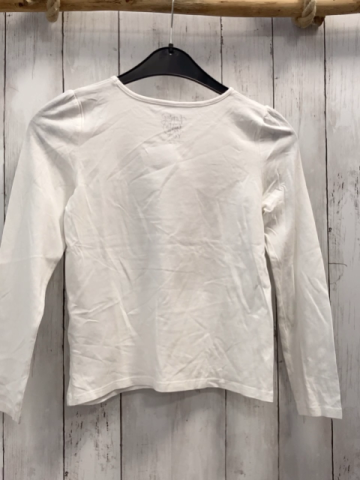   Langarmshirt  Gr. 134  weiß Mädchen vor Boutique mit silber Glitzer