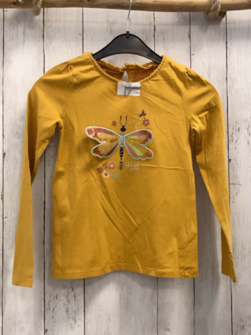   Langarmshirt  Gr. 134  mais Schmetterling mit bunten Pailetten 
