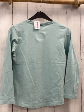 Salt & Pepper  Langarmshirt  Gr. 128  hellblau Pferdekopf Schrift aus goldenen Steinen 