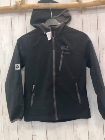 Jack Wolfskin  Softshelljacke  Gr. 140  dunkelgrau hellgrauer Bund Kapuze 