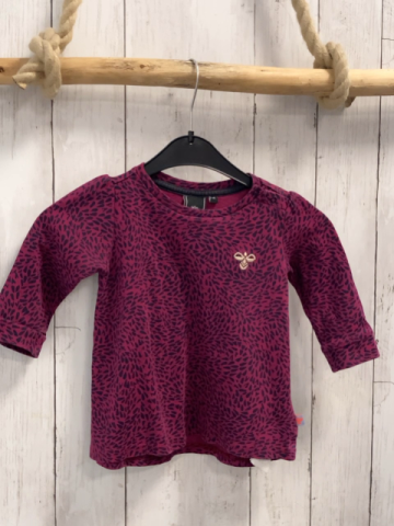 Hummel  Langarmshirt Gr. 74  weinrot graue Tropen Glitzerlabel 