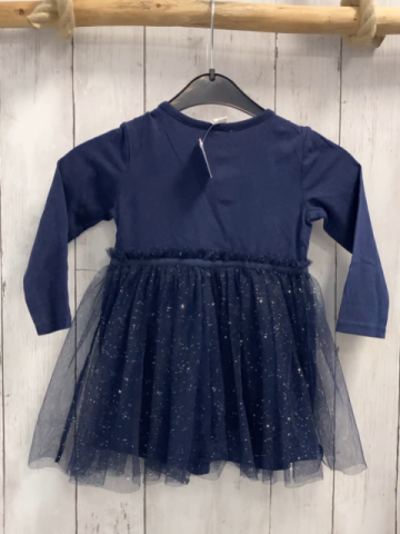 H&M  Kleid  Gr. 86  blau + Tüllrock mit silber Glitzerpunkten 
