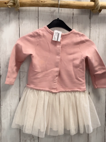 Petit Bateau  Kleid  Gr. 92  rosa Oberteil mit goldenen Augen weißer Tüllrock mit goldenen Glitzerpunkten 