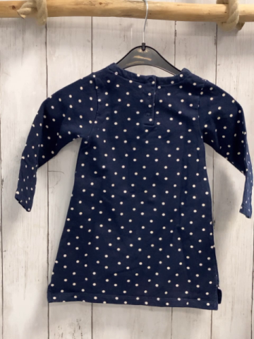   Kleid  Gr. 92  blau beige Punkte Pferdekopf rosa Glitzerblumen 