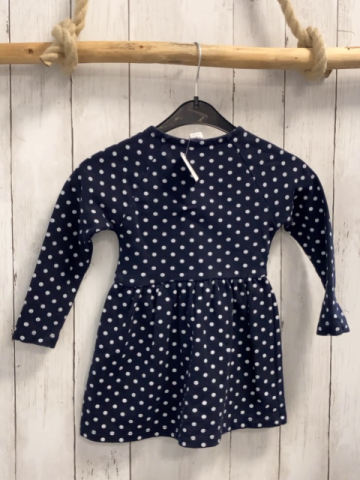 Petit Bateau  Kleid  Gr. 104  dunkelblau hellgraue Punkte 
