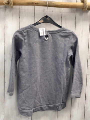   Pullover  Gr. 122  grau hellgraue Streifen silber Pailettenherz