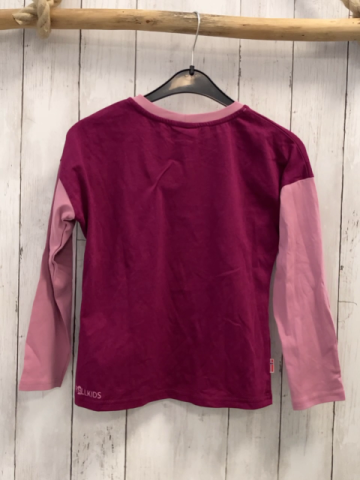 Trollkids  Langarmshirt  Gr. 128  pflaume rosa Ärmel + Bund 
