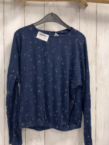  Langarmshirt Gr. 134  blau golden blaue Punkte