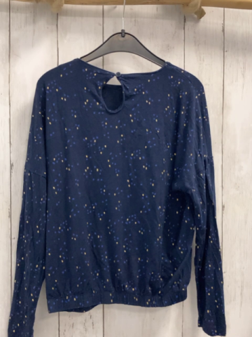  Langarmshirt Gr. 134  blau golden blaue Punkte